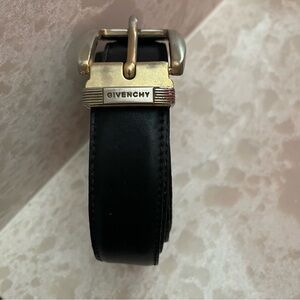 Vintage Givenchy Black Belt with Silver and Gold Buckle Costello Leather 38